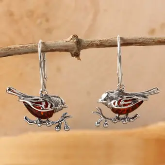 Cognac Baltic Amber Sterling Silver Robin Leverback Earrings Cognac Baltic Amber Sterling Silver Robin Leverback Earrings