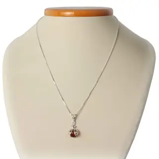 Sterling Silver Ladybird Pendant With Baltic Amber