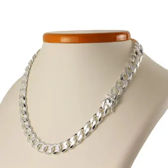 10mm Width Solid Sterling Silver Box Clasp Curb Chain