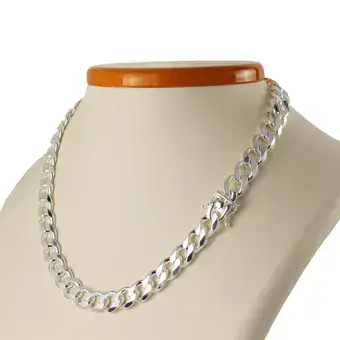 10mm Width Solid Sterling Silver Box Clasp Curb Chain 10mm Width Solid Sterling Silver Box Clasp Curb Chain