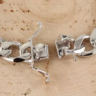 Heavy Solid Sterling Silver Mens Rhodium Curb Chain