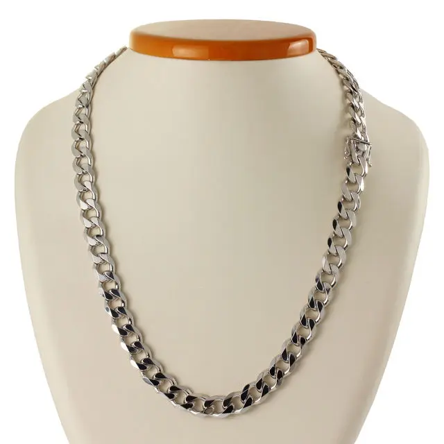 Rhodium Plated Solid Sterling Silver Curb Chain