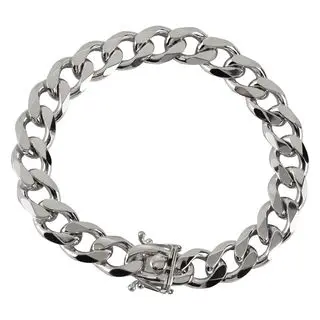 10mm Wide Sterling Silver Box Clasp Curb Bracelet