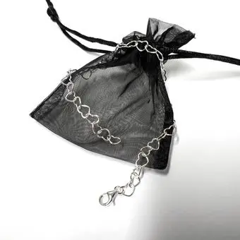 Mini Heart Link Sterling Silver Adjustable Bracelet