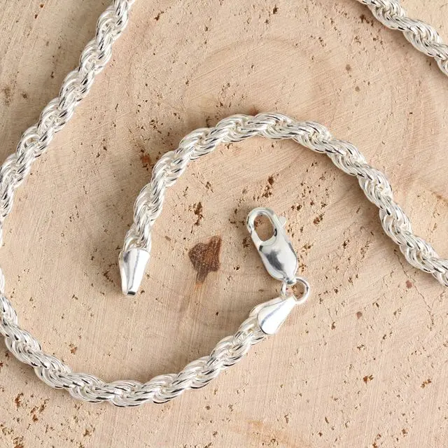 4.5mm Wide Solid Sterling Silver Rope Chain