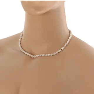 Solid Sterling Silver 6mm Rope Chain Necklace