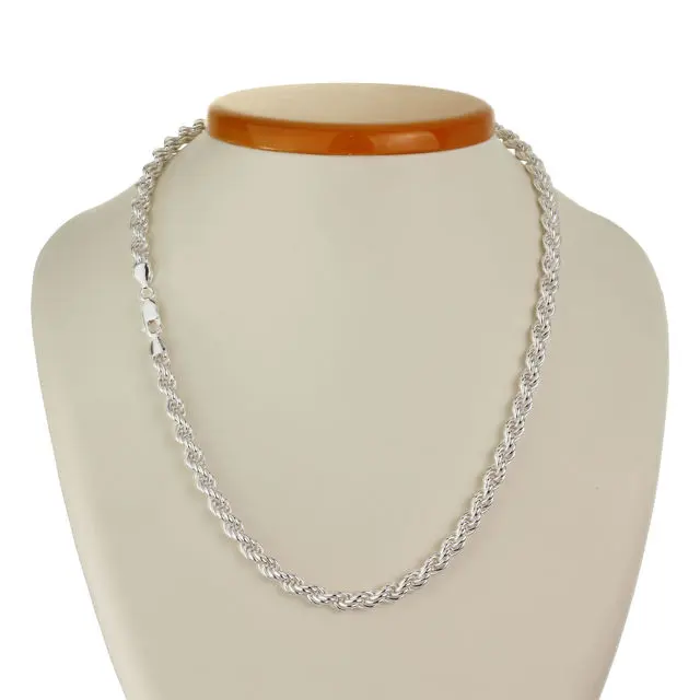6mm Diameter Solid Sterling Silver Rope Chain