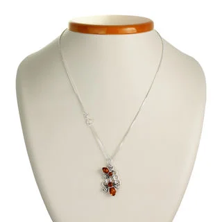 Honey Baltic Amber Sterling Silver Bee Pendant