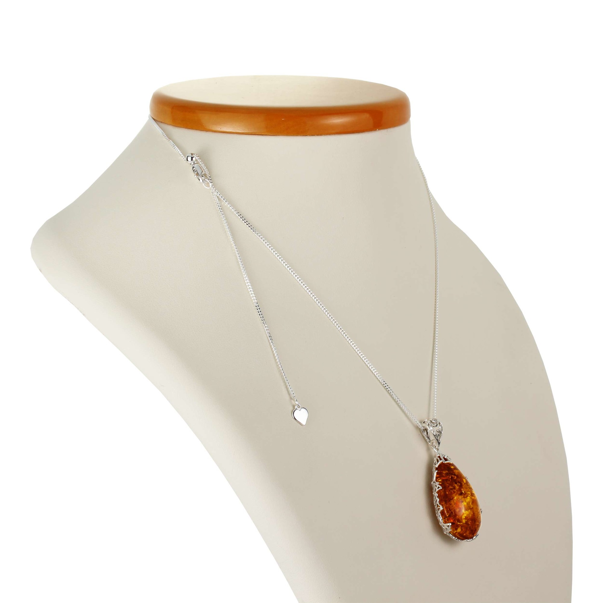 Petite Natural Healing Baltic Amber & Sterling Silver Pendant Necklace