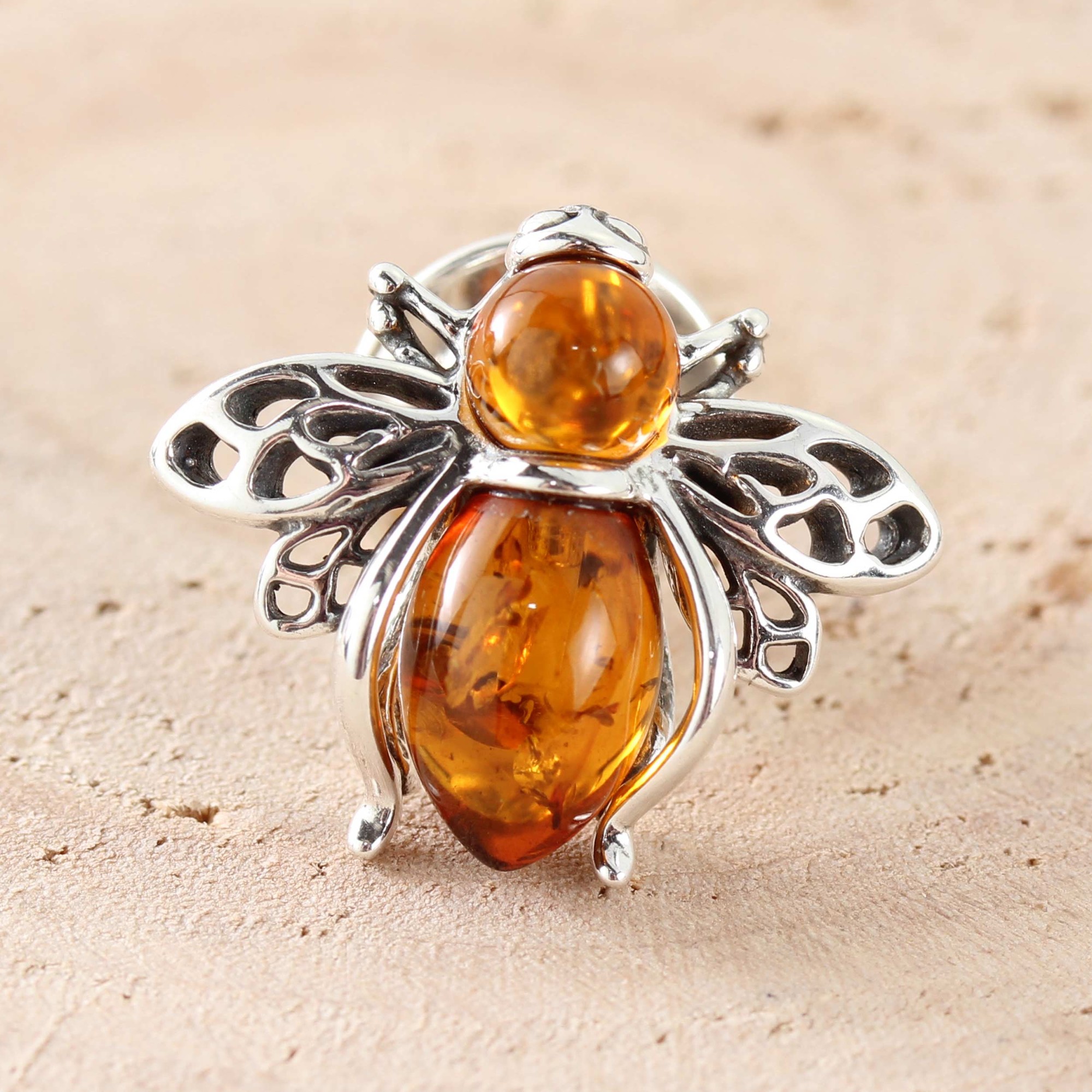Honey Bee Brooch Pin Set With Honey 