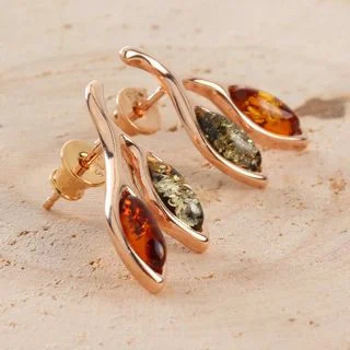 Sterling Silver Multicoloured Baltic Amber Stud earrings
