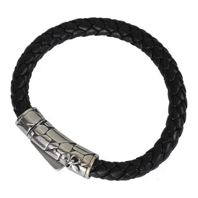 Sterling Silver Imitation Leather Bracelet