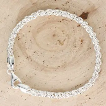 4.3mm Wide Solid Sterling Silver Unisex Spiga Bracelet