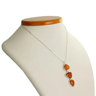 Sterling Silver Triple Set Honey Baltic Amber Pendant