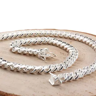 Mens 8mm Solid Sterling SIlver Miami Cuban Curb Chain