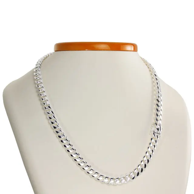Solid Sterling Silver 8mm Miami Cuban Curb Chain