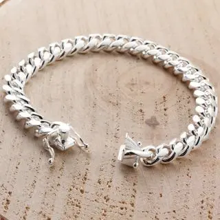 Mens Miami Cuban Curb Sterling Silver Bracelet