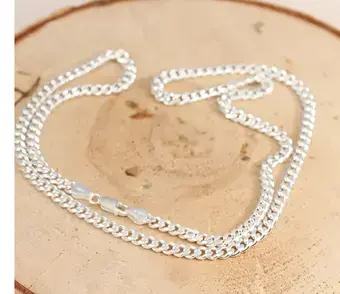 4.8mm Wide Solid Sterling Silver Curb Chain