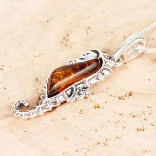 Baltic Amber Seahorse Pendant