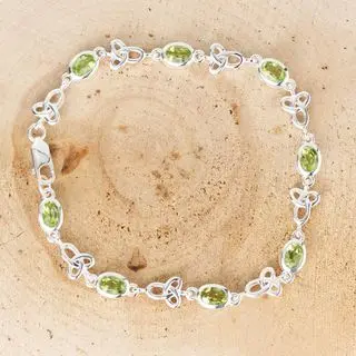 Genuine Peridot Sterling Silver Celtic Bracelet