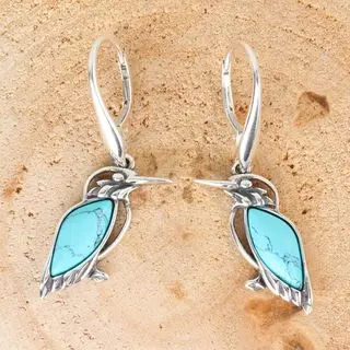 Blue Turquoise Kingfisher Drop Earrings