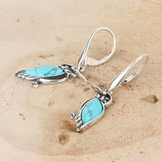 Silver Kingfisher Blue Turquoise Drop Earrings