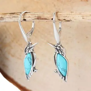 Sterling Silver Kingfisher Blue Turquoise Earrings