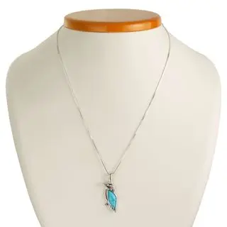 Silver Kingfisher Turquoise Pendant