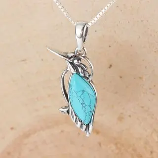 Sterling Silver Kingfisher Blue Turquoise Pendant