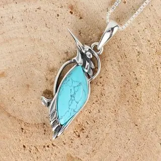 Turquoise Kingfisher Sterling Silver Necklace