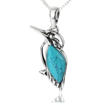 Turquoise Sterling Silver Kingfisher Pendant