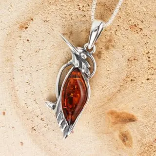 Baltic Amber Kingfisher Pendant