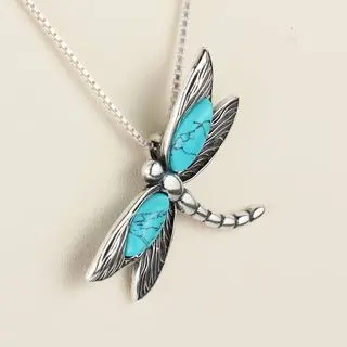 Oxidised Sterling Silver Dragonfly Pendant