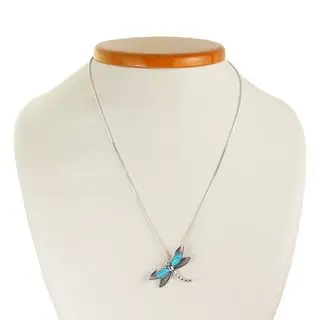 Sterling Silver Turquoise Dragonfly Pendant