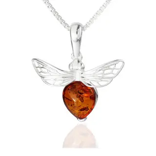 Baltic Amber Set Sterling Silver Bee Pendant