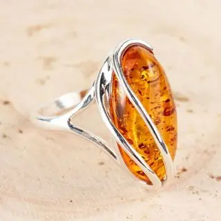 Honey Baltic Amber Sterling Silver Ring