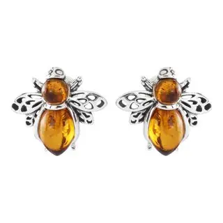 Honey Bee Baltic Amber Stud Earrings