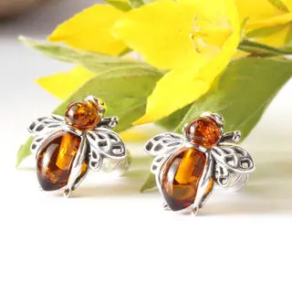 Sterling Silver Bee Stud Earrings