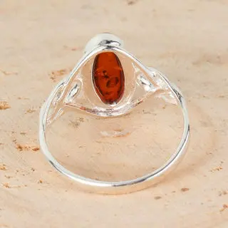 Celtic Sterling Silver Baltic Amber Ring
