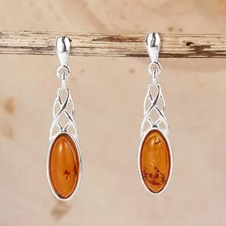 Celtic Honey Baltic Amber Drop Earrings