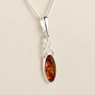 Sterling SIlver Honey Baltic Amber Celtic Pendant