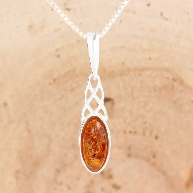 Sterling Silver Honey Baltic Amber Pendant