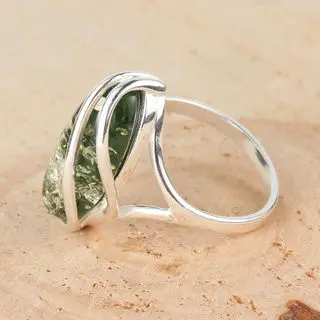 Sterling Silver Green Baltic Amber Wrap Over Ring