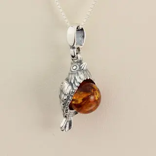 Honey Baltic Amber Robin Pendant