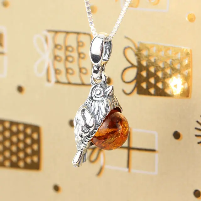 Christmas Robin Sterling Silver Pendant