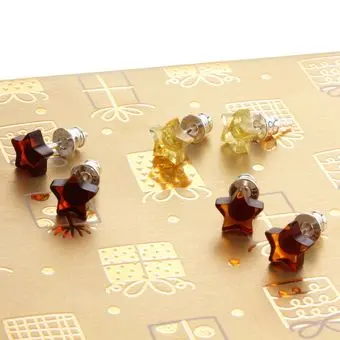 Baltic Amber Star Stud Earrings Sterling Silver