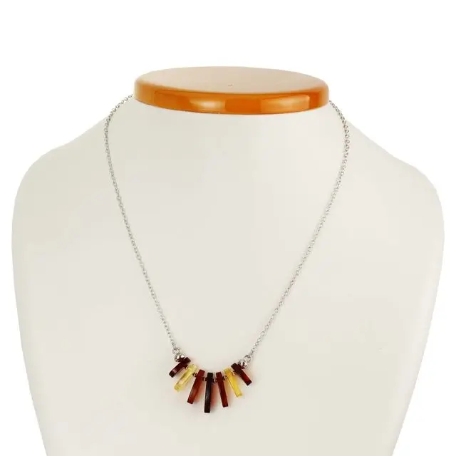 Baltic Amber Sterling Silver Ovals Necklace
