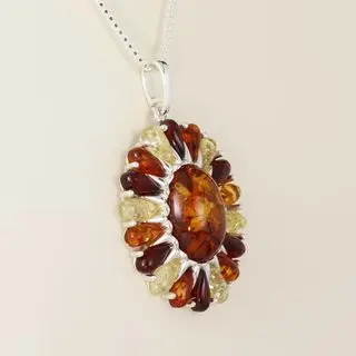 Oval and Pear Shaped Baltic Amber Pendant