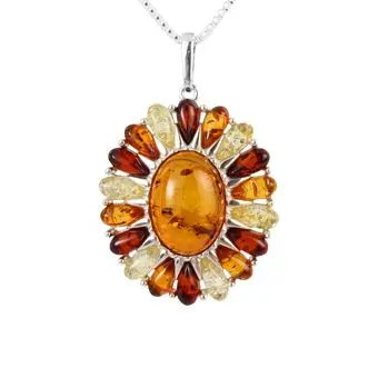 Large Multicoloured Baltic Amber Autumn Colours Pendant Large Multicoloured Baltic Amber Autumn Colours Pendant