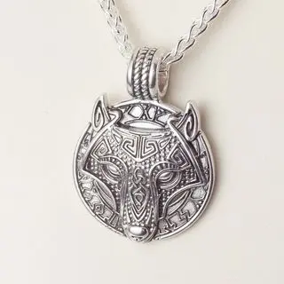 Sterling Silver Fenrir Wolf Pendant